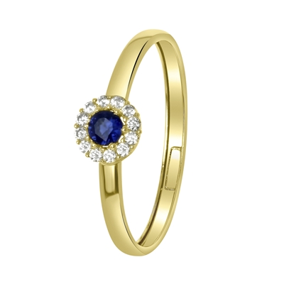 Wonderbaarlijk 14 karaat geelgouden ring met wit&blauwe zirkonia - Lucardi.nl BJ-21
