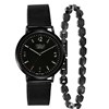 Set aus Edelstahl, schwarz beschichtet, Armbanduhr & Armband (1056671)