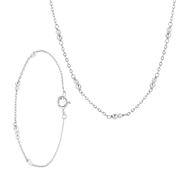Schmuckset, Halskette & Armband, 925 Silber, Süßwasserperle (1064669)