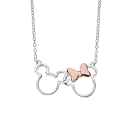 Zilveren Disney Mickey&Minnie ketting rose strik (1064845)
