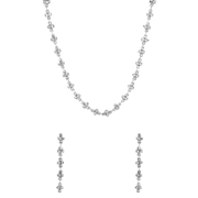 Silberfarbenes Bijoux-Schmuckset mit Steinchen (1064306)