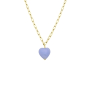 Stalen goldplated ketting met hart blauwe agaat (1065426)