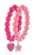 Byoux armbanden roze, hart/bloem (1024701)