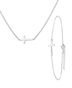 Set mit Halskette und Armband aus Silber, Kreuz (1031393)