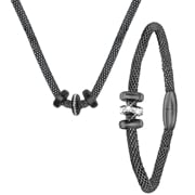 Edelstahl-Set, schwarz beschichtet, 3 Ringe mit Kristall (1057579)