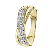 14 karaat geelgouden ring met 18 diamanten 0,10ct (1004113)